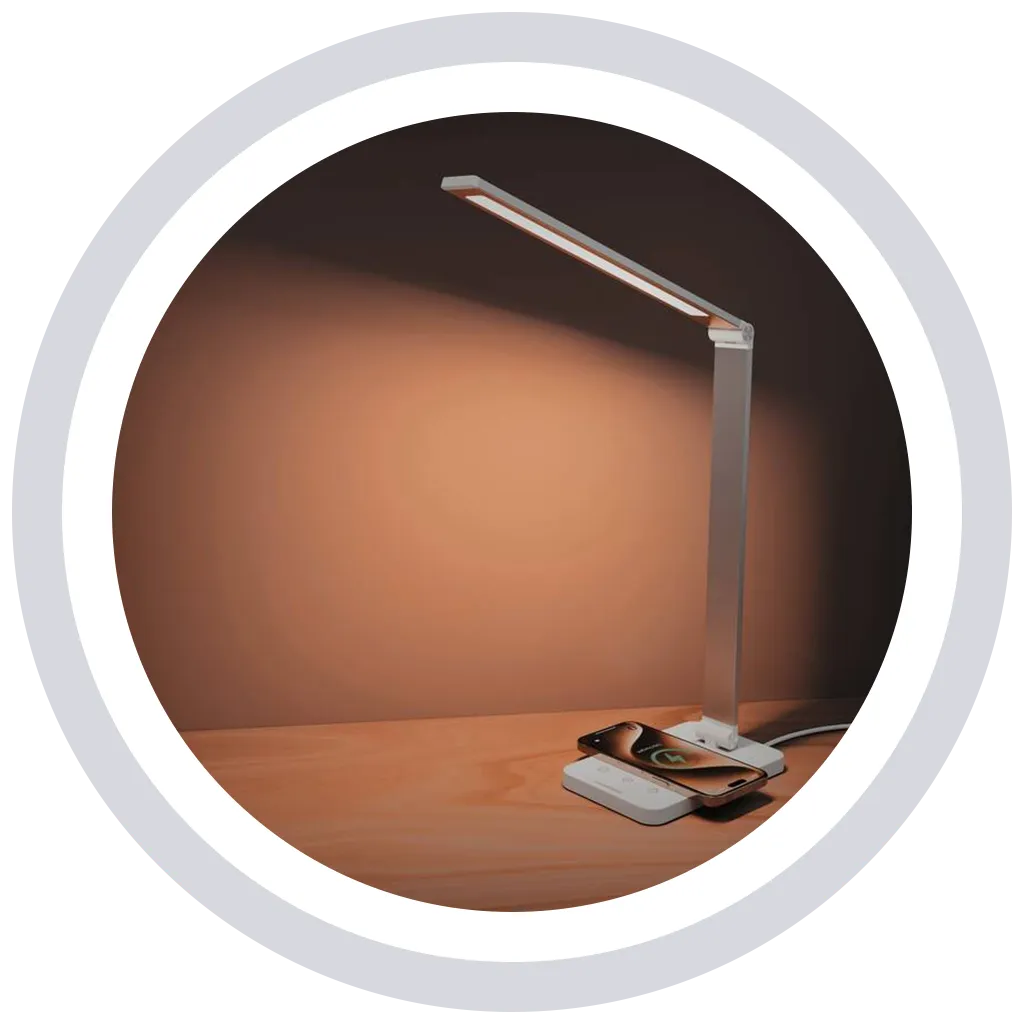 Lampe de bureau LED avec chargement sans fil Lampe de bureau LED avec chargement sans fil